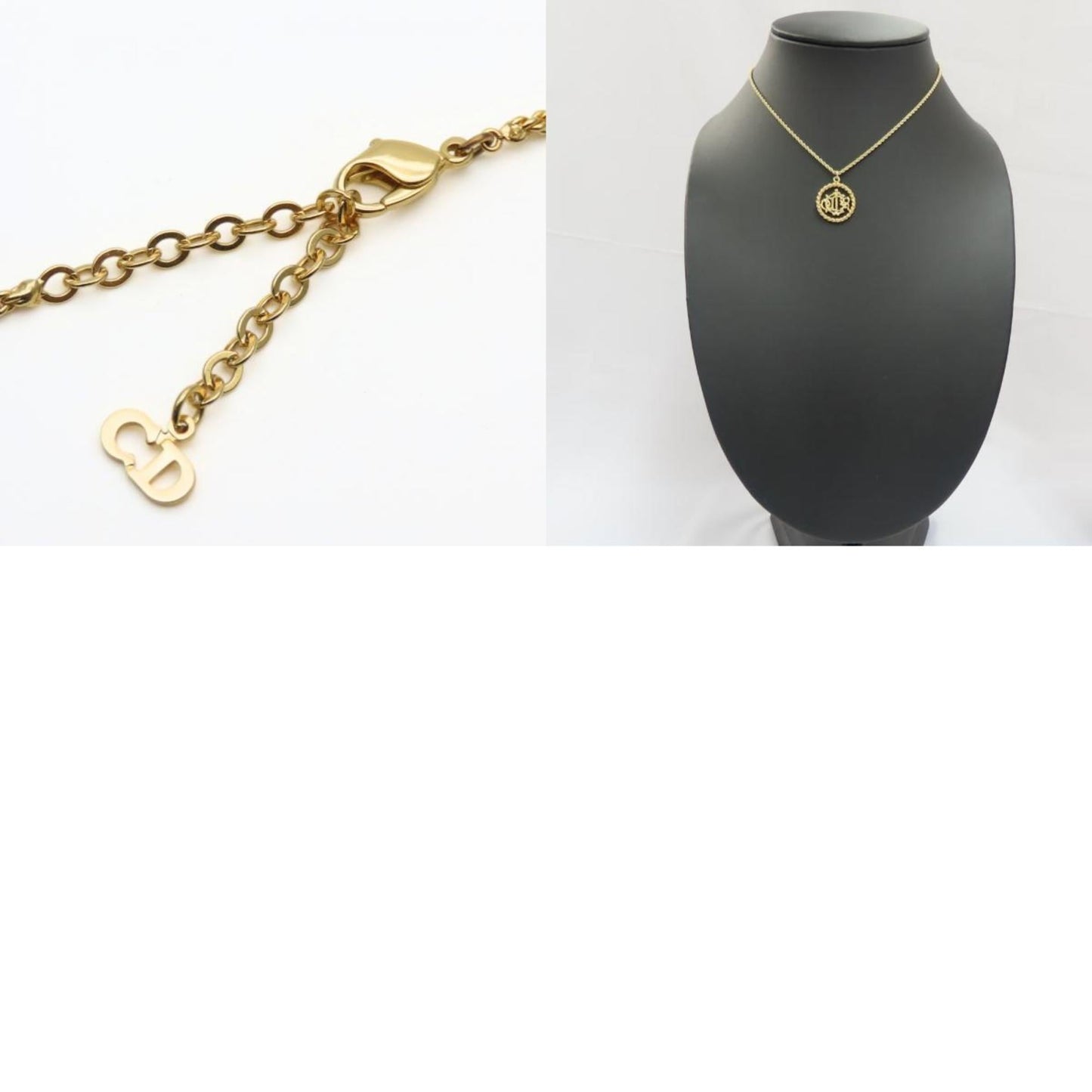 Christian Dior Necklace Emblem Metal Gold Plated GP Women's