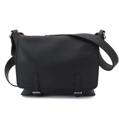 Loewe Military Shoulder Handbag, Leather, Black, Silver Hardware, 337 02 N64 Messenger Bag — Like New