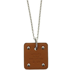 Hermes Like new Hermès Asde Coeur Ace of Hearts leather and metal brown necklace with Z markings, model 1006 — Like New