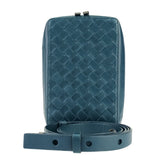 BOTTEGA VENETA Intrecciato Small The Valve Shoulder/Crossbody Bag 592692 VO0BI Blue Leather for Men and Women — Like New