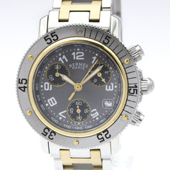 HERMES Clipper Diver Chronograph 18K Gold Steel Watch CL2.320 Polished — Very Good