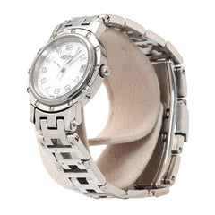 Hermes Clipper Nacre CL4 230 Women's Watch, 12-Diamond Bezel, White Shell, Quartz Watch — Very Good