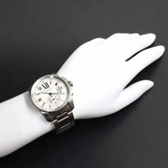 Cartier Calibre de W7100015 Men's Watch, Date, Silver, Small Seconds, Automatic Winding — Very Good