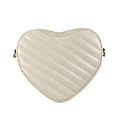 Gucci shoulder bag, heart chain, interlocking G design, leather, 751628, white — Like New