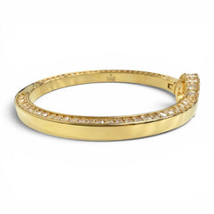 GUCCI Interlocking G Rhinestone Blondie Bangle Bracelet, Gold, Size S, Made in Italy, Women's, with Box and Dust Bag — Like New
