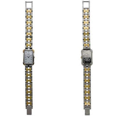 Hermes watch, Croisière, white, silver, gold, CR1.240 battery-operated, stainless steel, quartz movement — Good