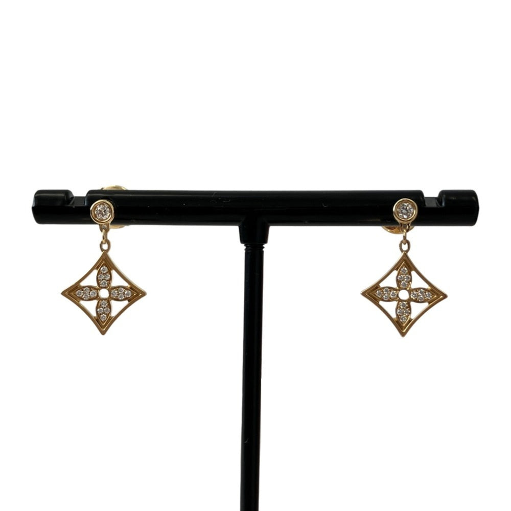 LOUIS VUITTON Louis Vuitton Monogram Idylle Blossom 750 Diamond Earrings Yellow Gold Women's — Like New
