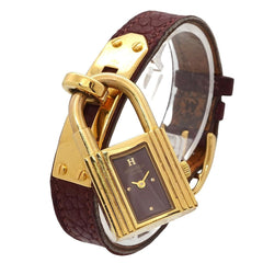 Hermes Kelly Watch, Women's Bordeaux, Quartz with Padlock — Very Good