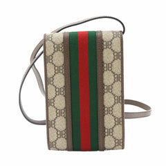 Balenciaga x Gucci Hacker Project Phone Handbag Pouch Shoulder Leather Beige Brown 680130 Holder with Strap — Like New