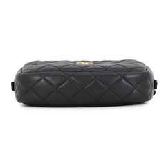 Chanel Chain Shoulder Bag, Matelassé, Coco Mark, Camera Case, Lambskin, A91796, CHANEL Pochette, Black, Handbag, Women's — Like New