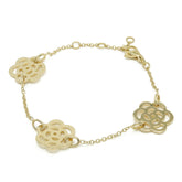 CHANEL Camellia 3-Motif Chain Bracelet Work 18K Yellow Gold (Au750) J10577 — Like New