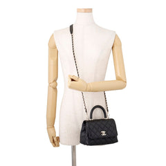 Chanel handbag, Coco Mark, Matelassé, Handle, XXS, caviar leather, AS2215, CHANEL 2-way, black, women's — Like New
