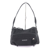 BALENCIAGA 787574 Explorer Nylon One-Shoulder Bag with Logo, Black, Made in Italy, Women's — Like New