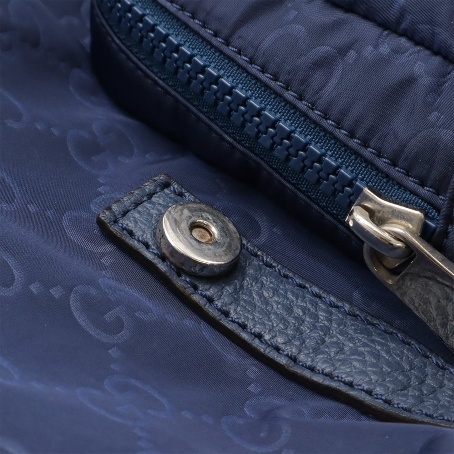 GUCCI GG nylon backpack, rucksack, daypack, leather, navy blue, 510336