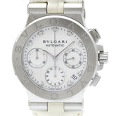BVLGARI Diagono Chronograph Diamond MOP Steel Ladies Watch DG35SCH Polished — Very Good