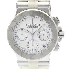 BVLGARI Diagono Chronograph Diamond MOP Steel Ladies Watch DG35SCH Polished — Very Good