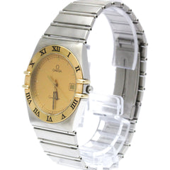 OMEGA Constellation 18K Gold Steel Quartz Mens Watch 396.1070 Polished — Very Good