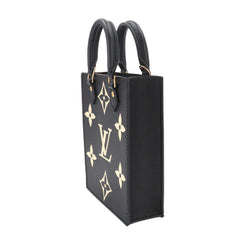 Louis Vuitton Petite Sac Plat, bicolor, Monogram Empreinte, 2-way handbag/shoulder bag, leather, black/beige, M81416, RFID — Like New