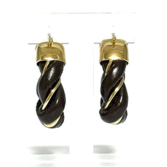 BOTTEGA VENETA Women's Hoop Triangle Twist Earrings in 925 Silver and Leather — Like New