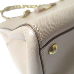 Salvatore Ferragamo Vara Ribbon Chain Tote Bag Shoulder Beige x Gold Hardware Women's — Like New