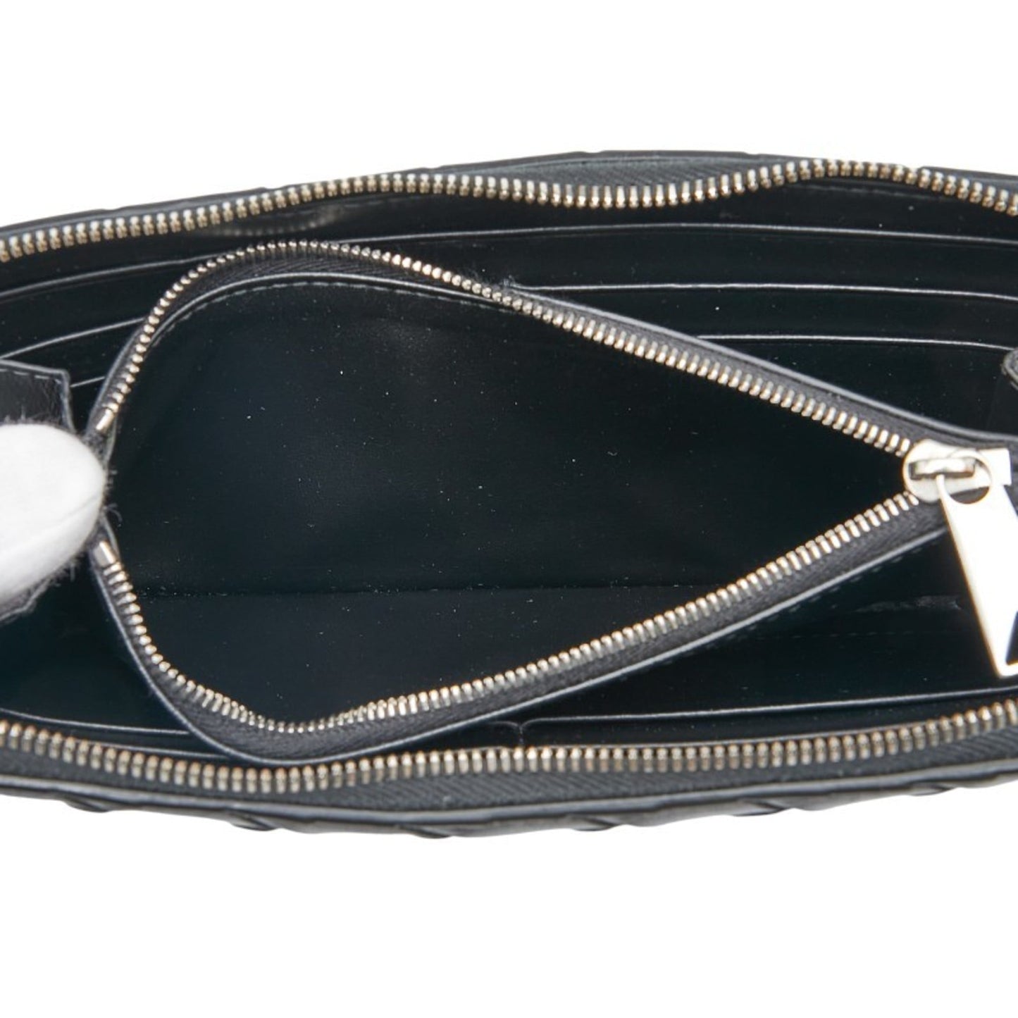 Bottega Veneta Intrecciato Round Zip Long Wallet in Black Leather for Women