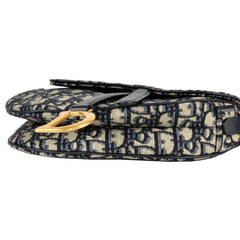 Christian Dior Oblique Saddle Mini Handbag, Jacquard, 28-MA-0250, Navy, Trotter, Women's — Like New