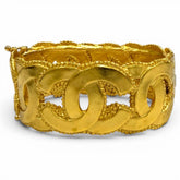 CHANEL Vintage 96A Coco Mark Bangle Bracelet, Gold, Made in France, Women's, with Box — Like New