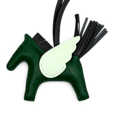 HERMES Rodeo Charm Pegasus PM Vert Moyent, Ardoise, Peppermint, Agneau Milo, Veau Swift Leather Bag Charm, W Stamp, Made in France, Women's, with Box — Like New