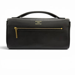BALENCIAGA 834943 Bel Air Small Clutch Bag, 2-Way Leather Shoulder Black, Made in Italy, Women's, with Dust Bag — Like New