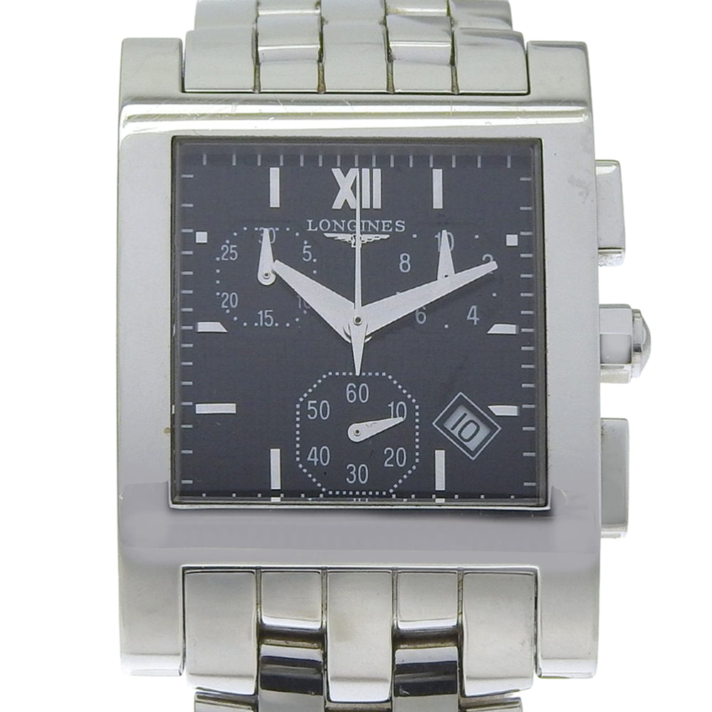 Longines DolceVita watch L5.668.4, stainless steel, quartz, analog, black dial, men's — Good