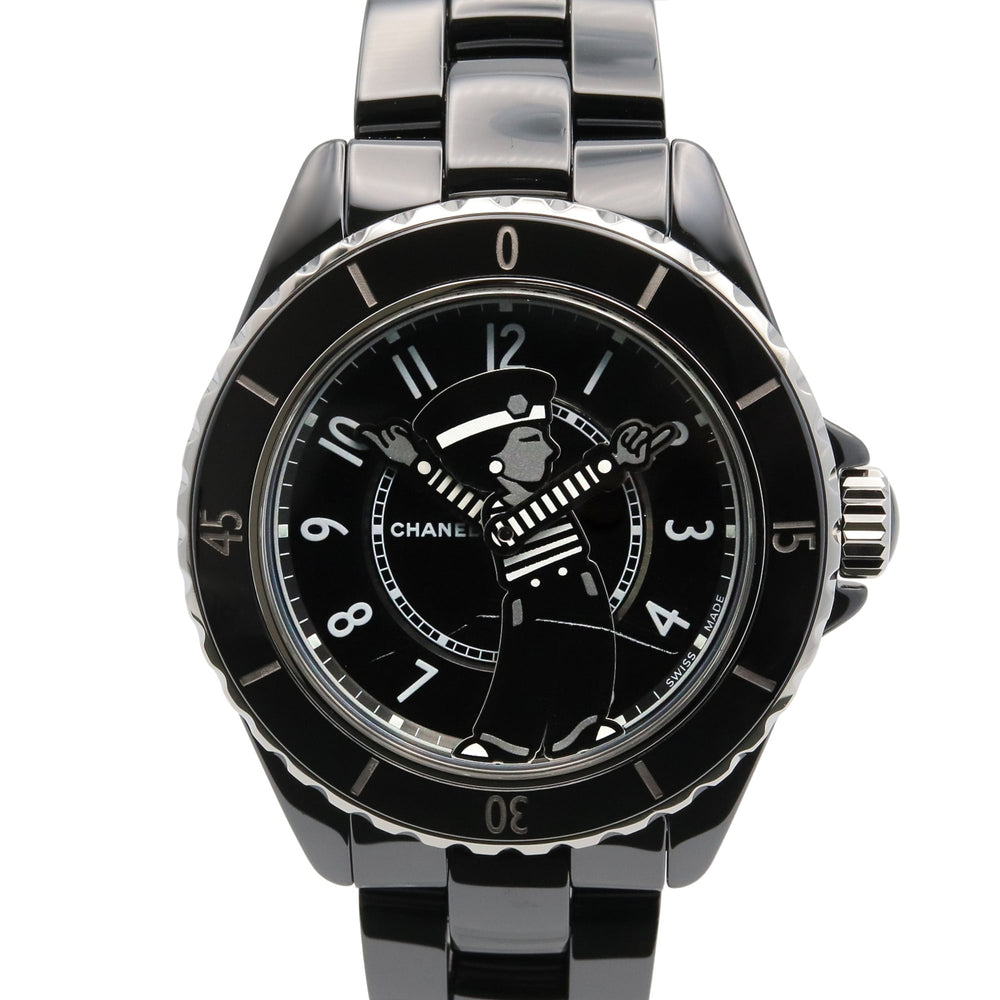 Chanel Mademoiselle J12 La Pausa Ceramic Men's Watch, Black, Model H7609 — Very Good