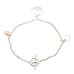 Hermes Ex-Libris Bracelet - Sterling Silver 925, 18K Pink Gold (PG) Women's Gold/Silver Tone — Like New