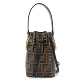 Fendi Zucca Mon Tresor 2-way Hand/Shoulder Handbag, Leather, Brown/Black, 8BS010, Gold Hardware — Like New