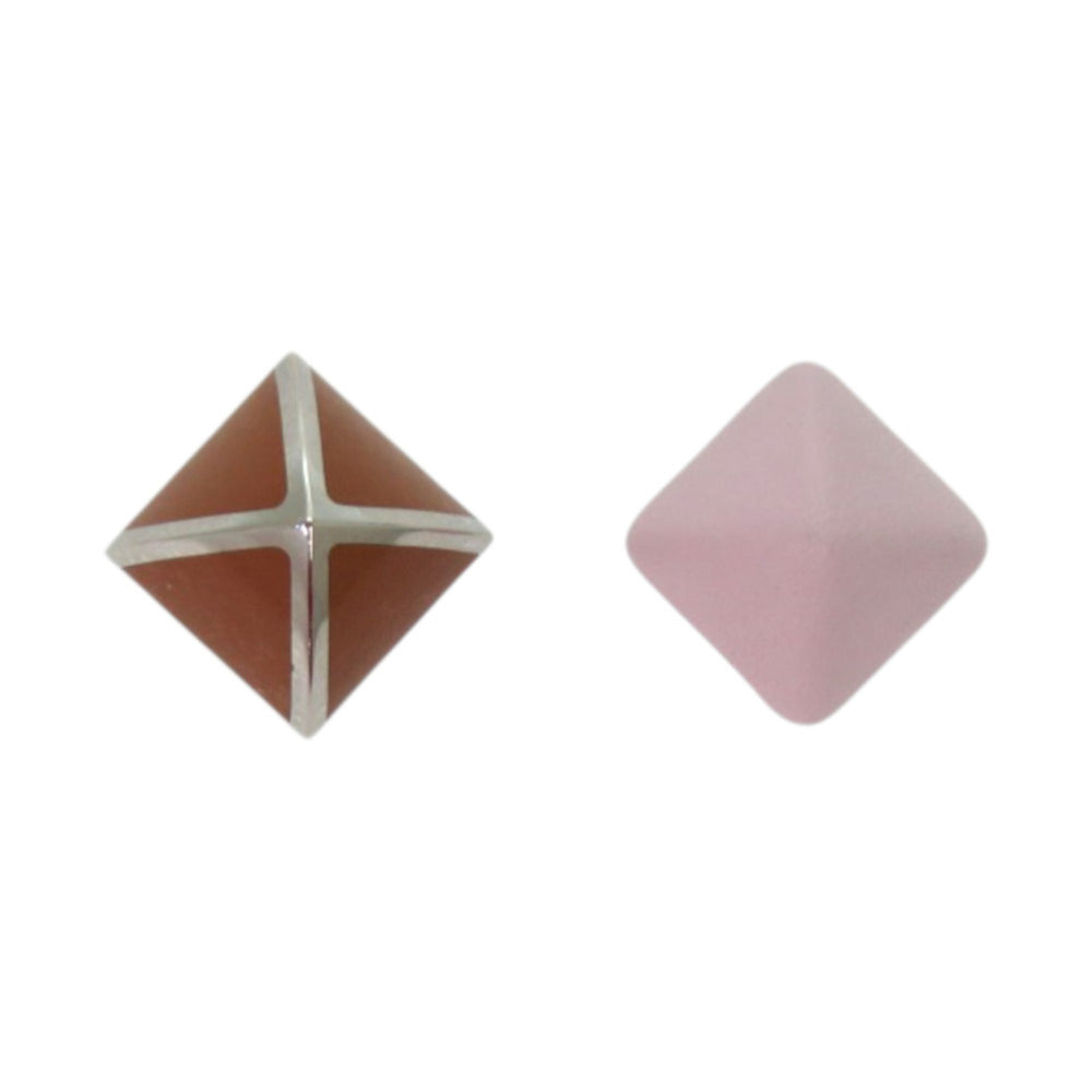 Like new Hermes Medorgaine metal and leather mauve pale earrings 0513 — Like New