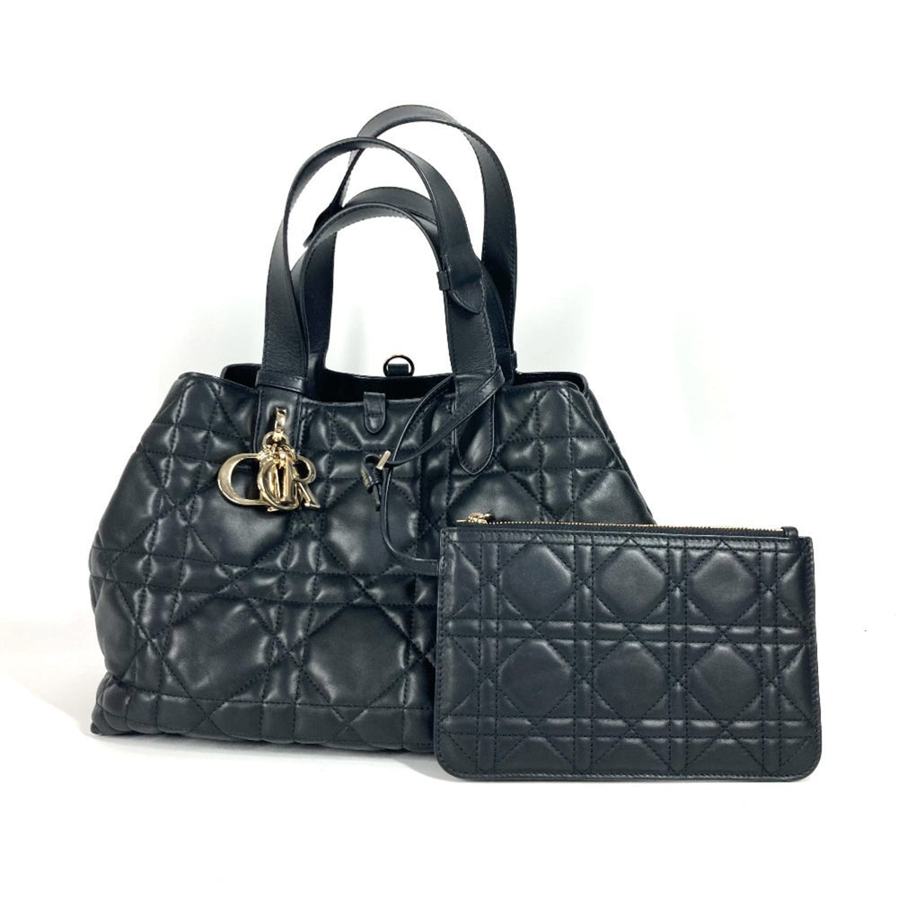 Christian Dior Dior M2821OSHJ 2WAY Bag Toujour Medium Tote Handbag with Pouch Shoulder Calfskin Women's Black — Like New