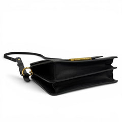 Salvatore Ferragamo Joanne Gancini Calf Leather Shoulder Bag, Black with Gold Hardware, Made in Italy, Women's — Like New