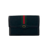 GUCCI Vintage GG Logo Hardware Sherry Line Canvas Leather Pouch Black 79409 — Like New