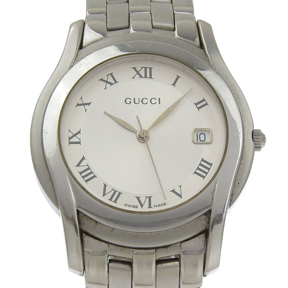 Gucci 5500M Stainless Steel Watch, Silver, Quartz, Analog Display, Silver Dial, Women's Watch — Good
