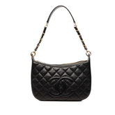 Chanel Coco Mark Matelassé Chain Shoulder Bag, One-Shoulder, Black Caviar Leather, Women's CHANEL — Like New