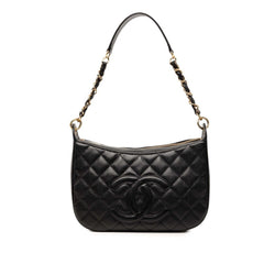Chanel Coco Mark Matelassé Chain Shoulder Bag, One-Shoulder, Black Caviar Leather, Women's CHANEL — Like New