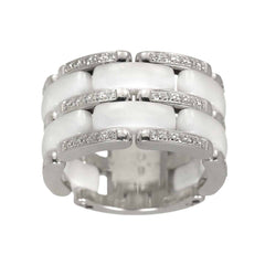 Chanel Ultra #52 Diamond Ring, Large, 18K White Gold, Ceramic 750 — Like New