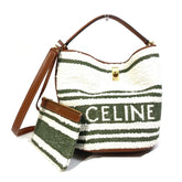 CELINE 195572ED3-15KZ border Bag 2WAY Bucket Bag Shoulder Bag Hand Bag khaki & tan — Like New