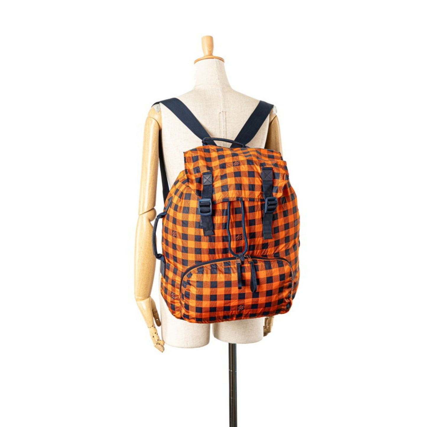 Louis Vuitton Damier Aventure Backpack N41188 Orange Navy Nylon Leather Women's LOUIS VUITTON