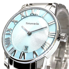 Tiffany & Co. Atlas 2-Hand Date Watch, Total Weight 58.8g, Stainless Steel, Quartz Movement, Blue Dial, 63452807 — Very Good