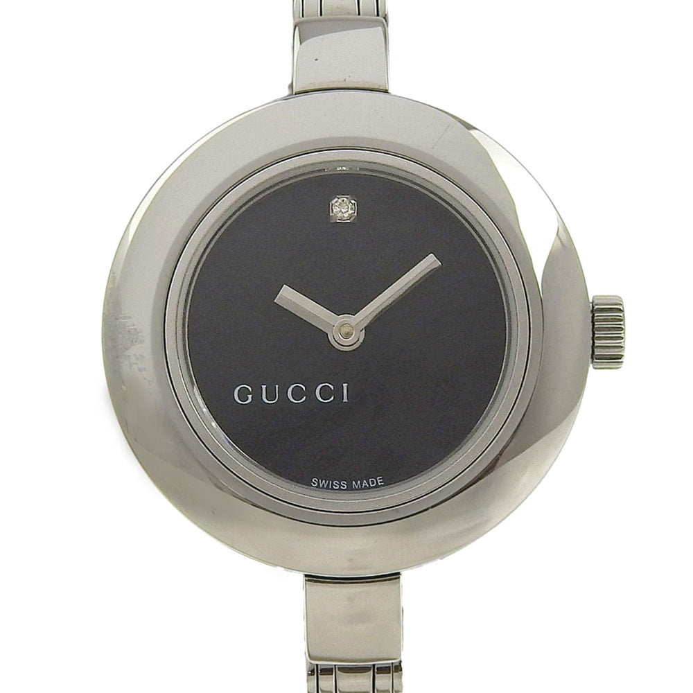 Gucci GUCCI Watch 105 Stainless Steel x Diamond Quartz Analog Display Black Dial Women's — Very Good
