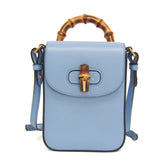 Gucci Bamboo 702106 Women's Leather Backpack,Handbag,Shoulder Bag Blue — Like New