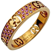 Gucci Icon Stardust Ring, 18K Pink Gold, Sapphire, Women's — Like New