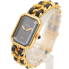 Chanel CHANEL Première M Watch, Gold Plated Leather, Women's, Black, H0001 — Very Good