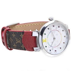 LOUIS VUITTON Tambour MM Rainbow Colored Stones QA159Z Women's Watch 40091 — Very Good
