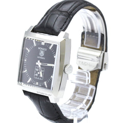 TAG Heuer Monaco Steel Leather Automatic Mens Watch WW2110 Polished — Very Good